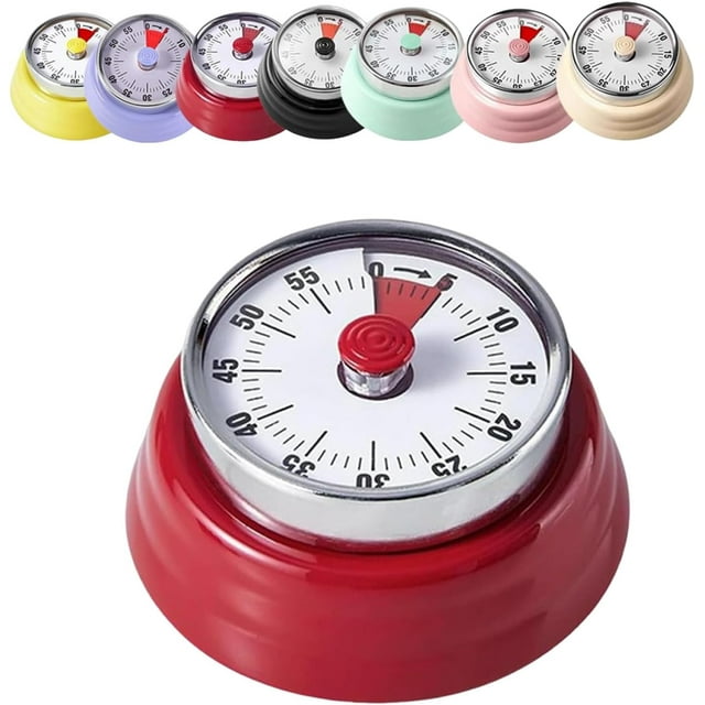 75db Loud Mechanical Timer, Mechanical Timer for Cooking, Durable and Portable Cooking Accessory with Loud Alarm, Easy to Read and Louder Alarm for Home (Red)