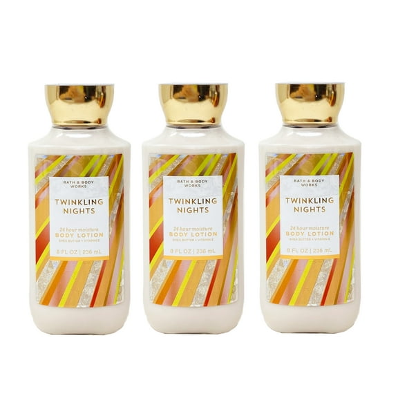 Bath and Body Works Twinkling Nights 3 Pack 24 Hour Moisture Body Lotion Set - 8 fl oz / 236 mL each