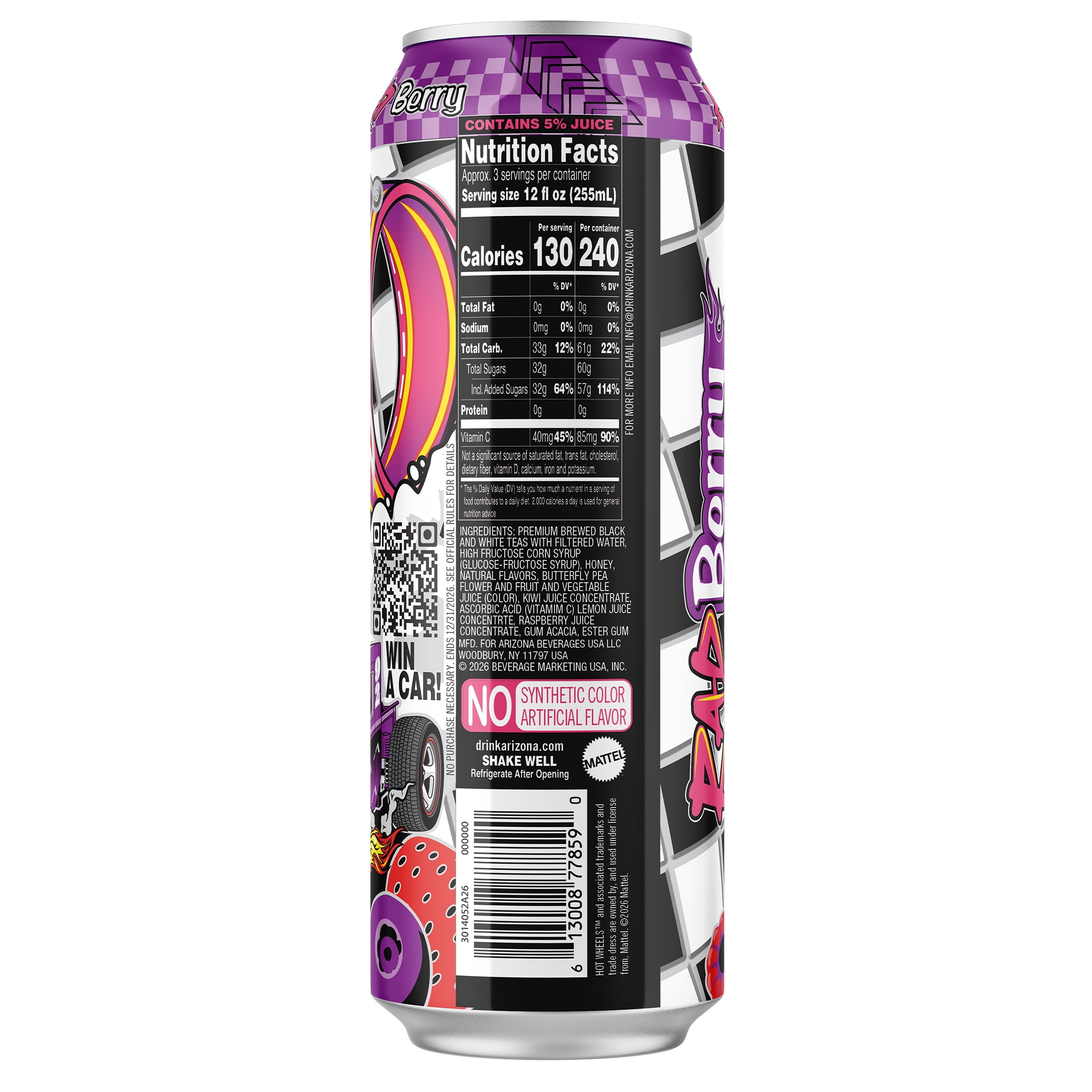 AriZona x Hot Wheels Rad Berry with Black and White Tea - Big Can 22 fl oz