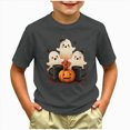 thumbnail image 2 of KPOPLK Toddler Halloween Shirt Baby Girls Ghost Pumpkin Tshirts Kids Fall Spooky Season Short Sleeve Tee Tops Size 2-3 Years,Grey, 2 of 5