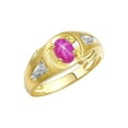 thumbnail image 4 of RYLOS Men's Rings Yellow Gold Plated Silver Rings Classic Designer Style 8X6MM Gemstone & Diamond Ring Star Ruby July Birthstone Rings For Men Size 11, 4 of 8