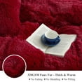 thumbnail image 5 of XeGe 3 Pieces Plush Faux Fur Duvet Cover Set, Luxury Soft Fluffy Furry Comforter Cover Set, Shaggy Bedding Sets(1 Fuzzy Duvet Cover+ 2 Faux Fur Throw Pillow Covers), Zipper Closure (King, Red), 5 of 7