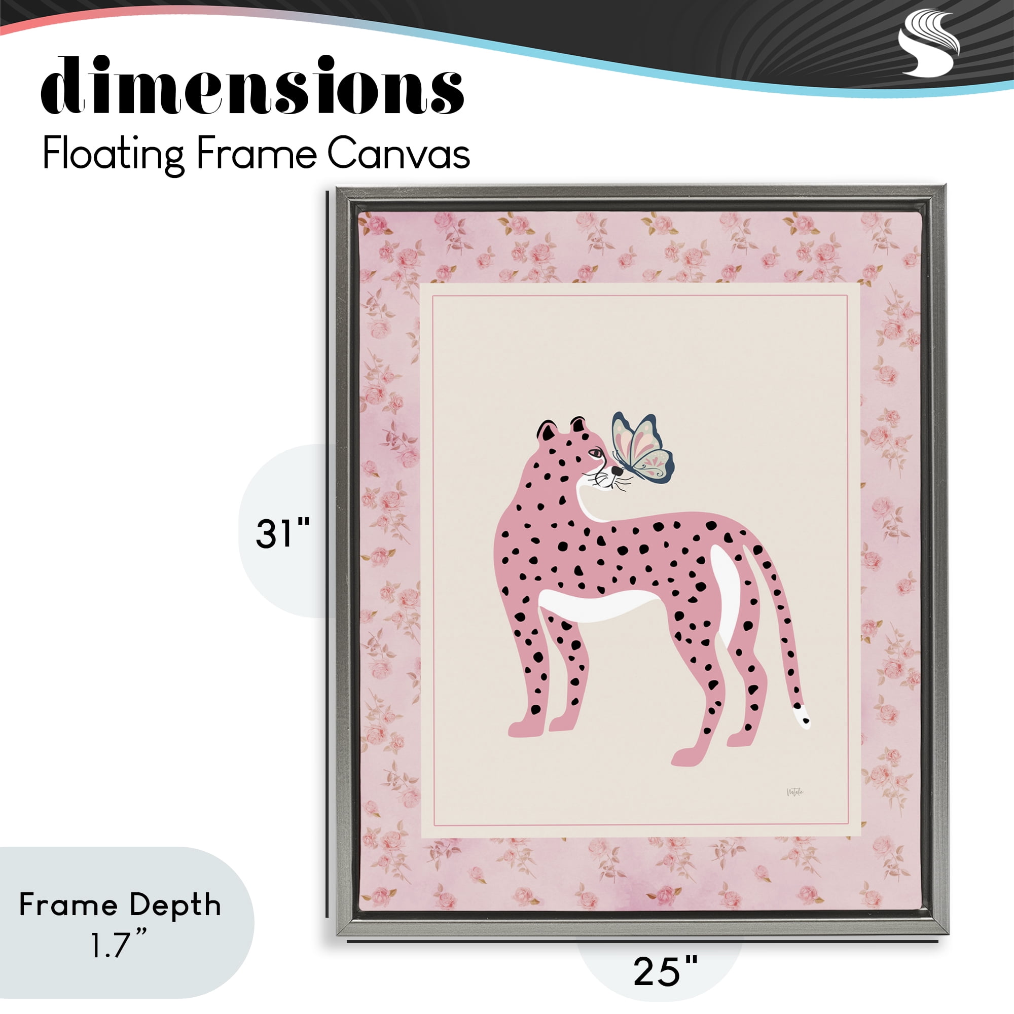 Stupell Industries Cheetah & Butterfly Friendship Gray Framed Floater Canvas Wall Art, design by Natalie Carpentieri