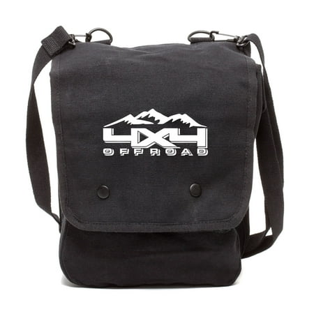 Off Road Canvas Crossbody Travel Map Bag Case in Black &