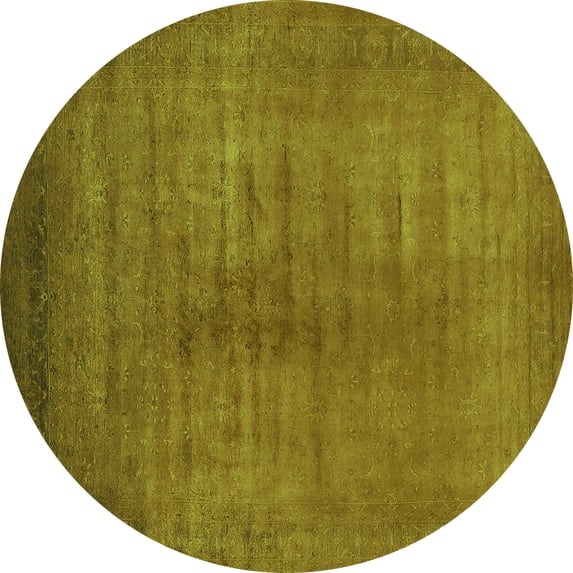 Ahgly Company Indoor Round Oriental Green Industrial Area Rugs, 8' Round