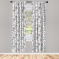 thumbnail image 4 of Ambesonne Tropical Window Curtains, Brush Strokes Hibiscuses, Each 28" W x 63" L, Charcoal Grey Soft Pink, 4 of 4