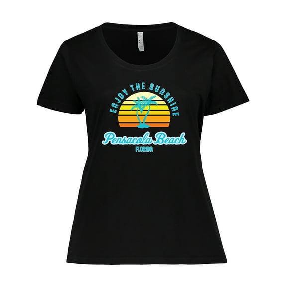 Inktastic Summer Enjoy the Sunshine Pensacola Beach Florida in Blue Women's Plus Size T-Shirt