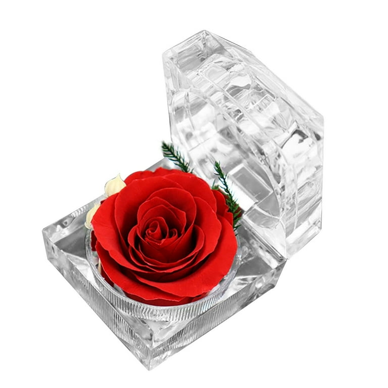 Preserved Rose Flower Ring Box Wedding Engagement Jewelry Display