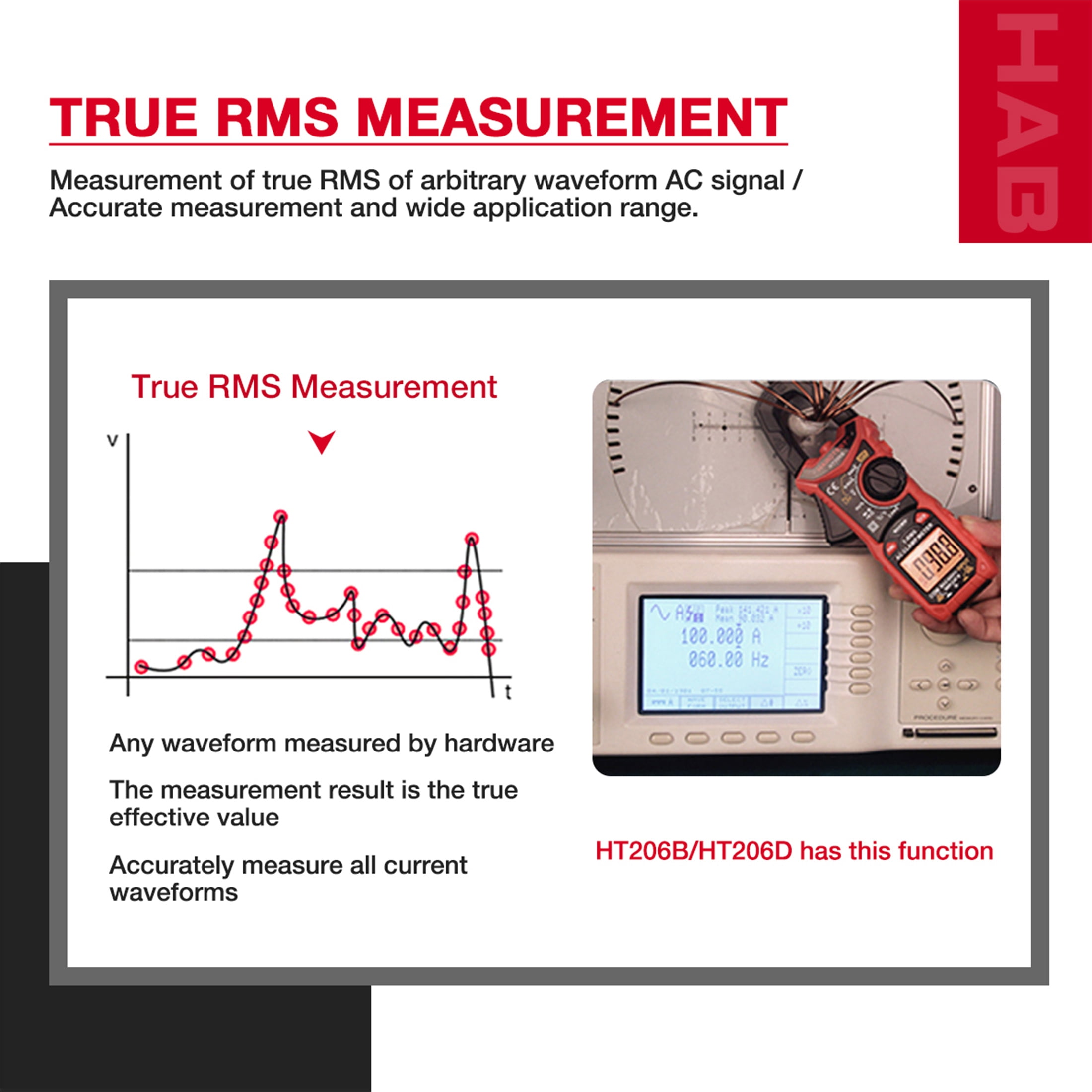 HABOTEST HT206A Clamp Meter Multimeter Automatic High Precision Digital Ammeter Clamp Meter for Measuring Voltage, Current, NCV Clamp Multimeter