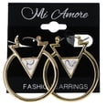 thumbnail image 2 of Gold-Tone & White Colored Metal Hoop-Earrings #MQE063, 2 of 2