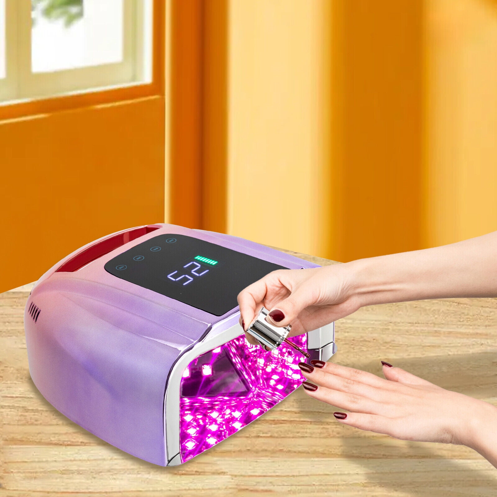 96W 15600mAh Cordless Rechargeable LED UV Nail Lamp Nail Gel Polish Light Dryer Light Purple