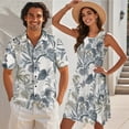 thumbnail image 2 of Yuyamidu Matching Vacation Outfits for Couples Mens Shirts Casual Summer Dresses for Women Hawaiian Dress Matching Tropical Outfits for Couples Mens Button Down Shirts Tiered Dress Leaf 4XL, 2 of 6