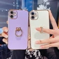 thumbnail image 4 of Dteck for iPhone XR Case with Ring Holder for Women Girls, Cute Luxury Shiny Electroplated Plating Edge, Soft Rubber Protective Phone Case For iPhone XR,White, 4 of 5