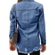 thumbnail image 3 of Chaqueta vaquera de solapa para mujer con bolsillo, abrigo vaquero informal de manga larga para primavera y otoño, azul oscuro XL, 3 of 5
