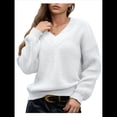 thumbnail image 2 of Suéter de Larga con Cuello en V para Mujer, Suéter Holgado de Punto Grueso de Gran Tamaño. L, 2 of 8