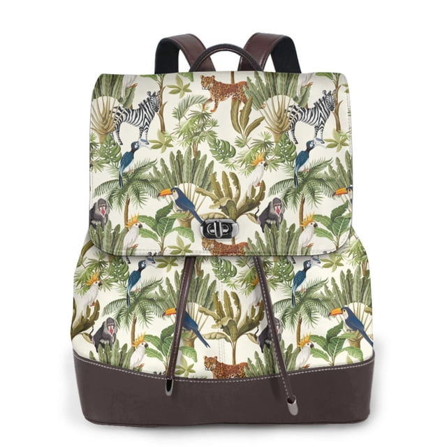 Fotbe Jungle Animals Mochila Bolso con Estampado para Mujer, Mochila Antirrobo de Nylon Impermeable, Bolsa Ligera de Hombro