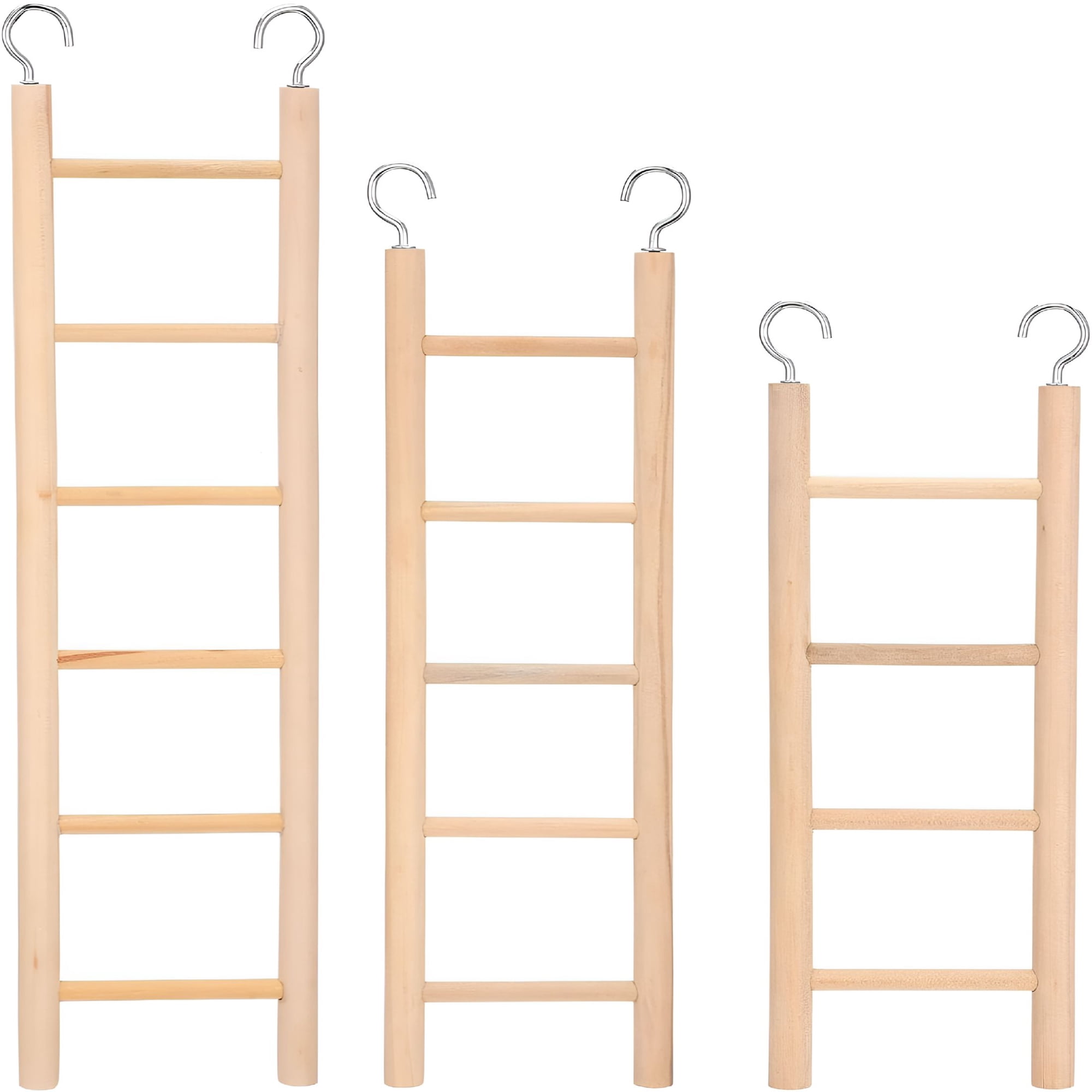 BESTSKY 2026 New 3 Pack Wooden Bird Ladder, Bird Cage Ladder Climbing Toys for Parakeets, Parrots, Cockatoo & Lovebirds