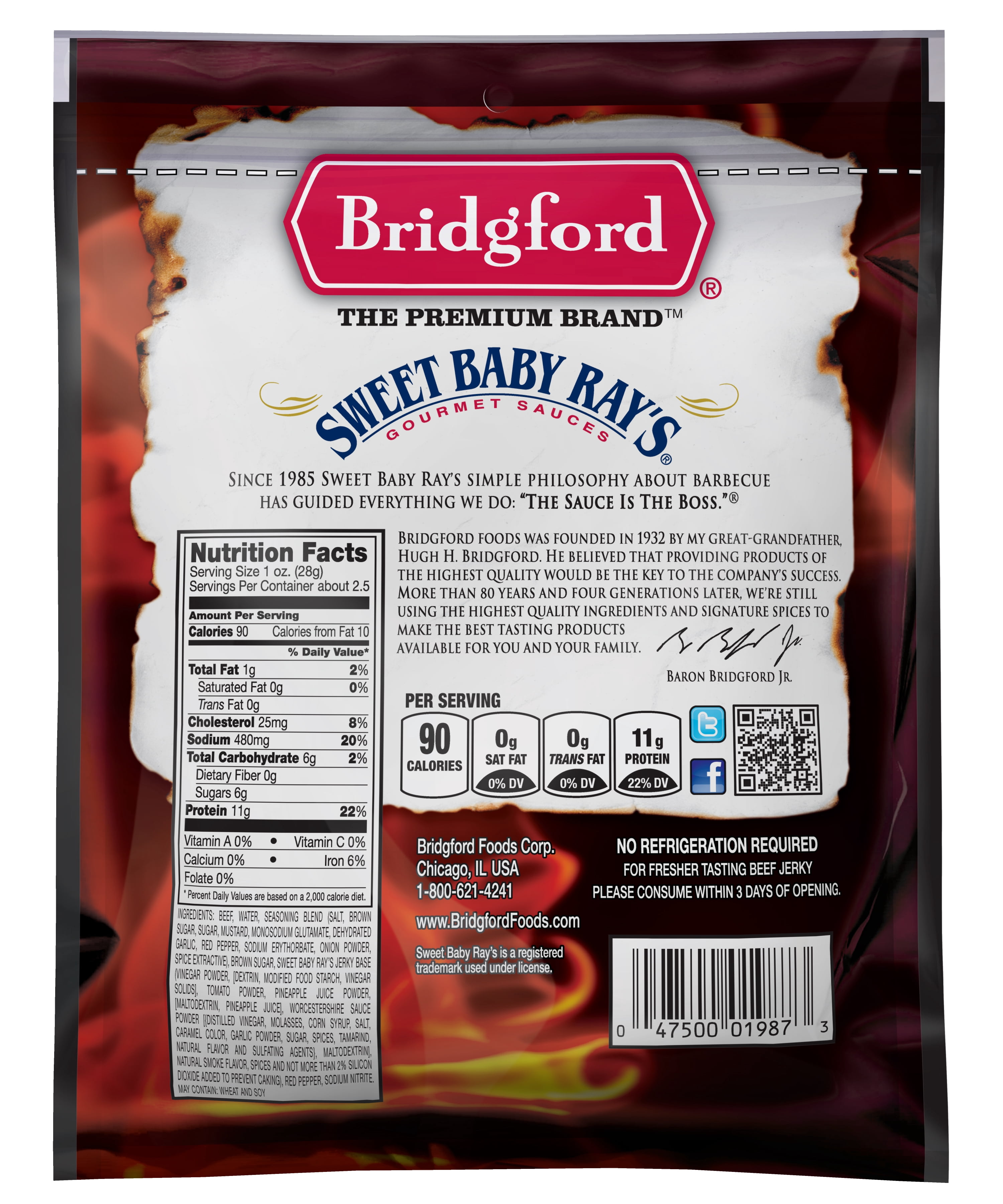 Bridgeford Sweet Baby Rays Sweet N' Spicy Beef Jerky, 2.6 oz