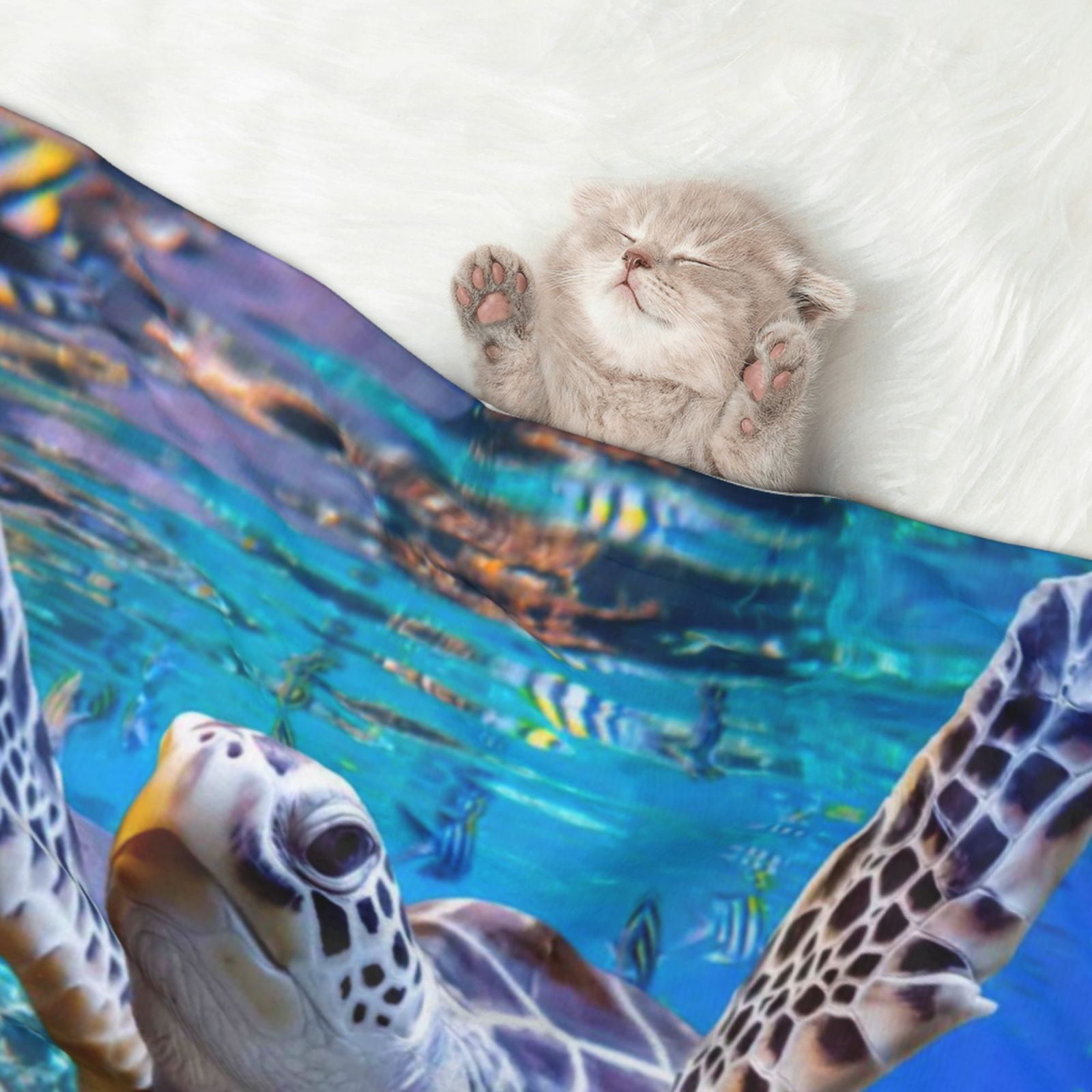 Naloa Sea Turtle Swims Dog Blanket, 3 Sizes Cat Blanket for Indoor Cats Large Medium Small Dog Gifts-Small