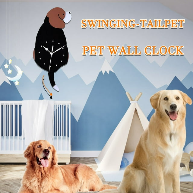 Birdeem Acrylic Children Diy Clock Wagging Tail Puppy Wall Clock