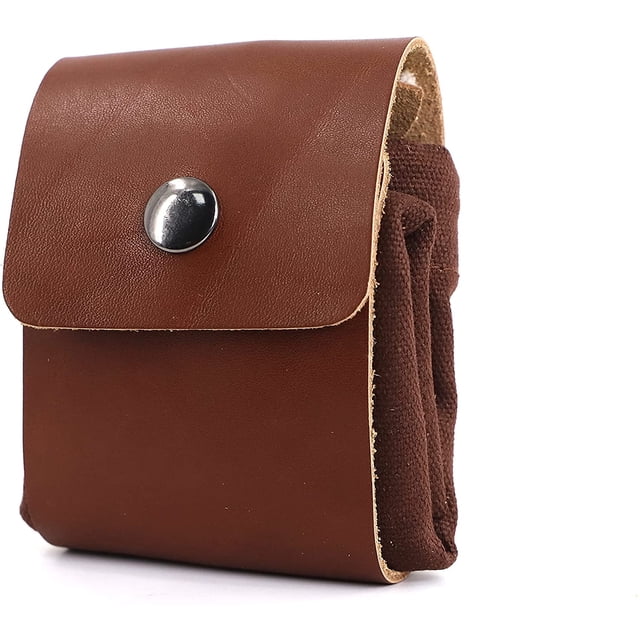 Leather Waxed Canvas Pouch,Outdoor Foraging Bag With Drawstring(Collapsible), Belt Bag For Rock Collecting,Picking Up Shells,Mushroom Hunting,Fruit,Vegetables Harvesting Bag
