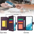 thumbnail image 6 of for Samsung Galaxy S22 Crossbody Wallet Case, RFID Blocking Case Wallet with Card Slots, Fashion PU Leather Magnetic Clasp Zipper Wrist Strap Phone Cover for Samsung Galaxy S22, Purple, 6 of 11