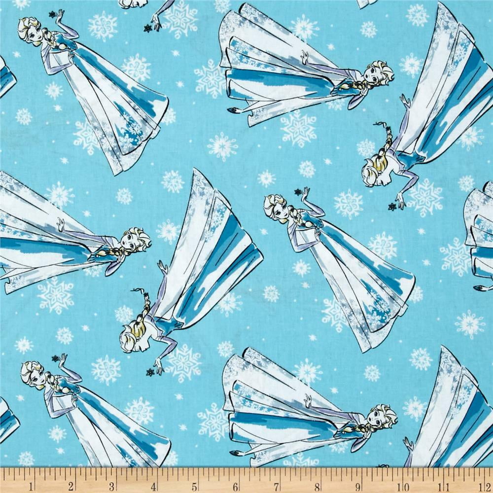Disney Frozen Sisters Elsa Sketch Blue 100 Cotton Fabric By The Yard