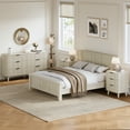 thumbnail image 6 of Aufeile 3 Piece Dresser and Nightstand Set for Bedroom, Boho 6 Drawer Dresser & Nightstands Set of 2 with 3 Drawers & USB Charging, Fluted Wood Storage Cabine, Modern Bedroom Furniture Set, White Oak, 6 of 15