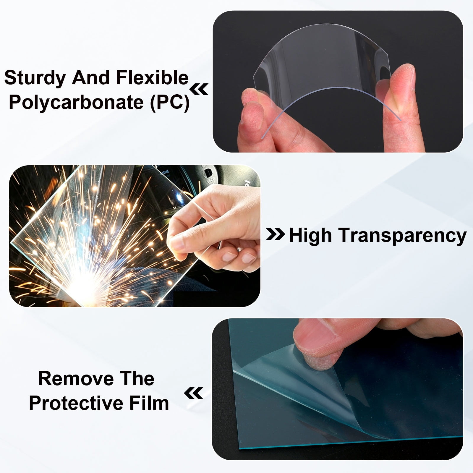 Uxcell 4-5/16 x 3-1/2 Inch Welding Protection Lens, 60 Pcs Clear PC Lens Cover Replacement Welding Helmet Hood Transparent Protective Covers Right Angle