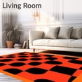 thumbnail image 2 of ODIKA 3'x5' Machine Washable Non-Slip Area Rug, Bold Contrast Checkerboard with Alternating Bands High Traffic Rug, Orange, 615151, 2 of 7