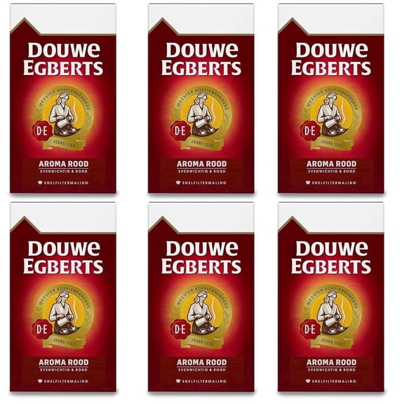Douwe Egberts Aroma Rood Medium Roast Ground Coffee, Gourmet for All Coffee Makers, 17.6 oz, pack of 6