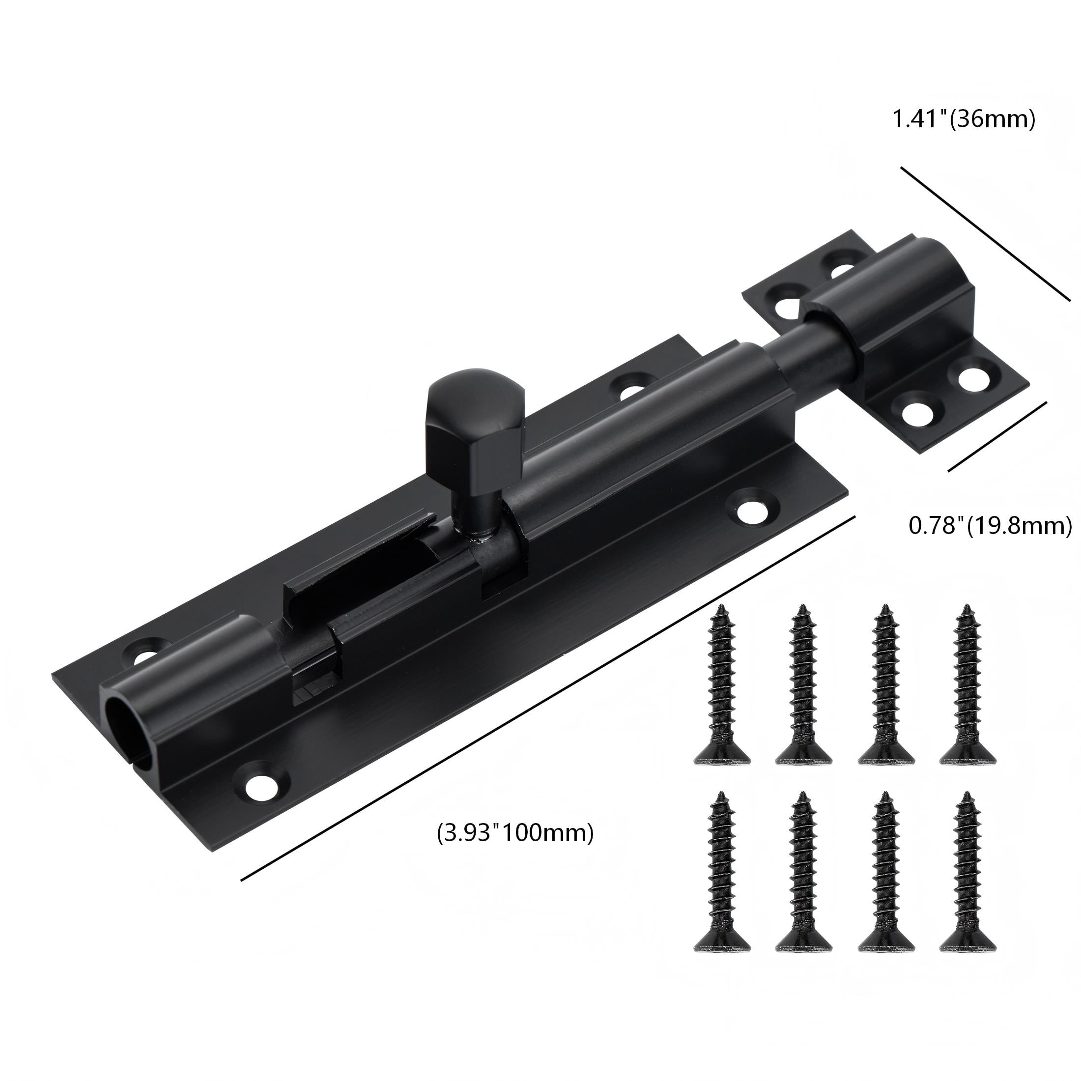 HT 4 Inch Black Brass Barrel Bolt Door Lock with Accessories