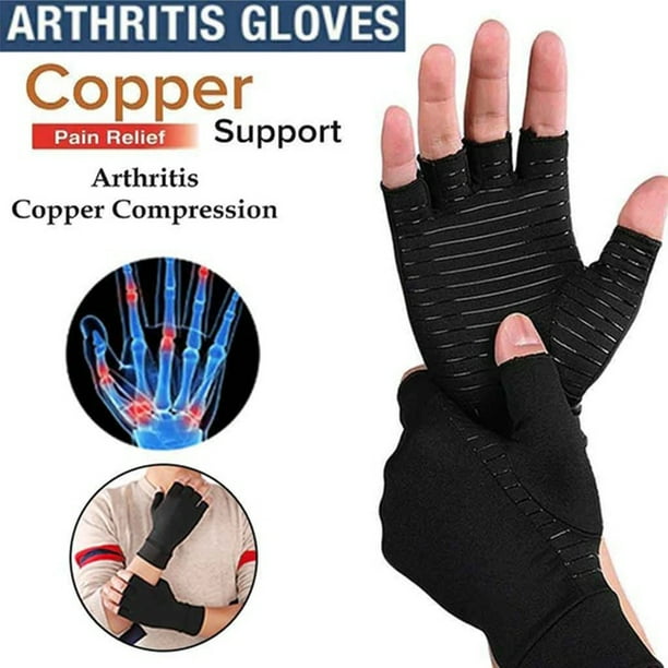 Copper Compression Arthritis Gloves Halffinger Hand Support Joint Pain