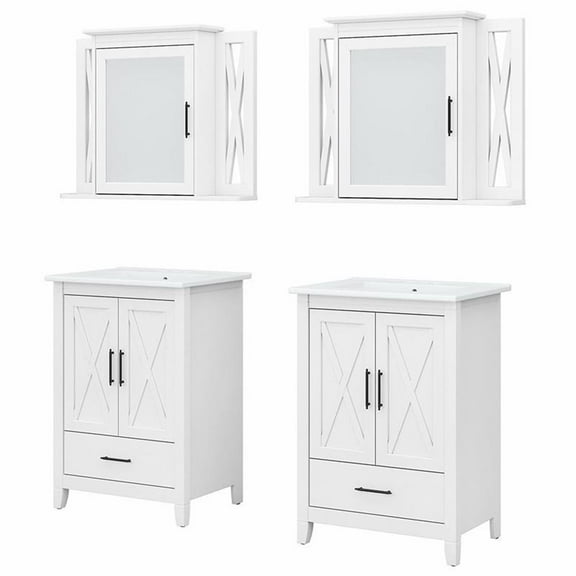 Bush Key West Engineered Wood Double Vanity Set with Sinks in White Ash