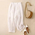 thumbnail image 2 of SAWOBUUN Women Embroidered Lantern Pants High Waist Elastic Wide Leg Trousers Loose Fit Casual Summer Pants, 2 of 5