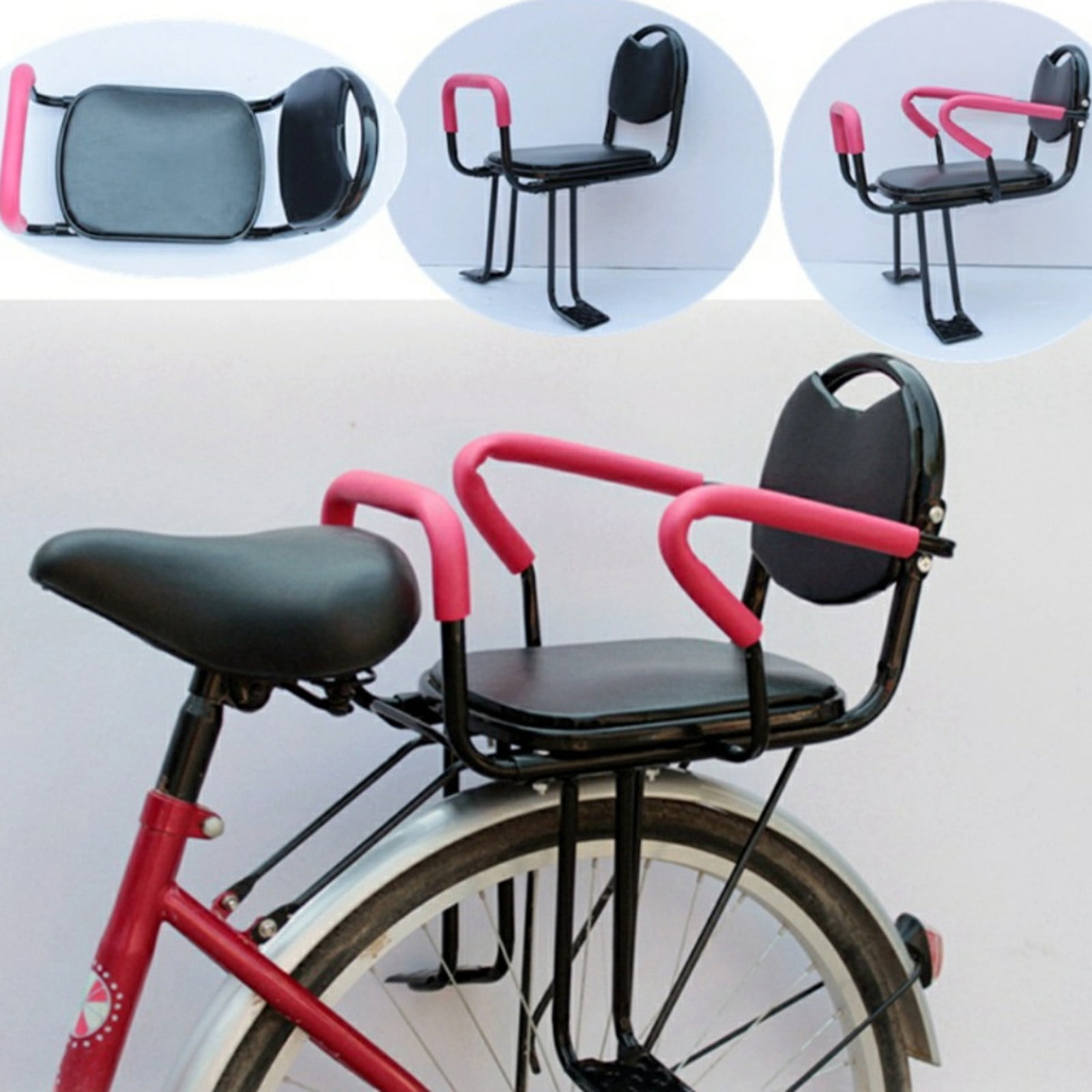 Detachable Bicycle Child Rear Padded seat Cushion with armrests and Pedals for Safety Seats from 2 to 6 Years Old Front Mount Child Bicycle Safety Seat Bike 