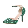 thumbnail image 4 of XIHAHA-Sandalias de tacón alto para mujer, zapatos de fiesta de Color, diseño Floral, con diamantes completos, 4 of 5