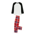 thumbnail image 6 of Franhais Christmas Family Pajamas Set Letter Print Raglan Long Sleeve Tops and Plaid Pants Loungewear Soft Sleepwear, 6 of 10