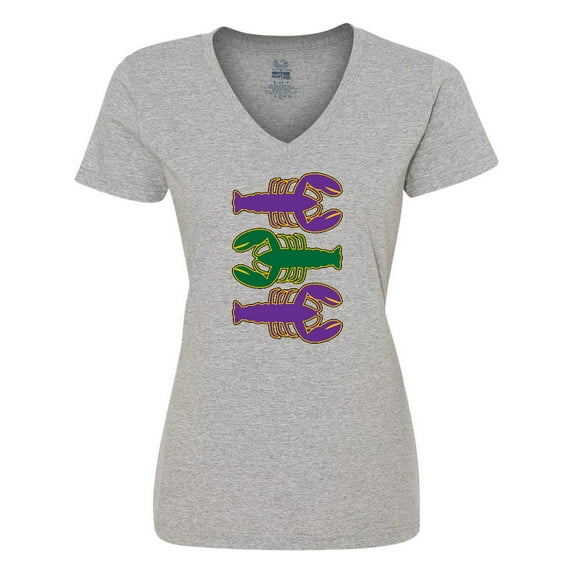 Inktastic Mardi Gras Celebration Funny Crawfish Women's V-Neck T-Shirt