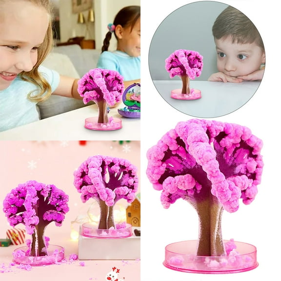 SSNTSY Magic Sakura Tree Crystal Growing Cherry Tree Paper Tree Mini Christmas Tree Magic Growing Cherry Blossom Tree Aesthetic Decoration for Home Offie Living Room Table Windowsill Grows in Hours