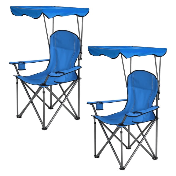 Sophia & William Foldable Canopy Chair Portable Camping Lounge Chair Outdoor Sunshade Canopy Chair with Cup Holder, 2 Pack, Light Blue