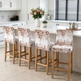 thumbnail image 3 of Coffee Eucalyptus Bar Stool Cover Set of 4, Spring Summer Farmhouse Leaves Watercolor Stretch Bar Chair Cover, Removable Washable Pub Counter Stool Chair Slipcover for Kitchen Dining Room Pub Cafe, 3 of 9