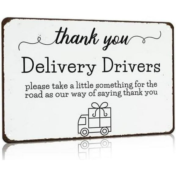 HELLOYOUNG Thank You Delivery Driver Vintage Metal Sign for Home Front Door Shop Office Decor 8 X 12 Inch, wall decoration