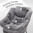 thumbnail image 6 of OMNIBERG Lazy Chair with Folding Ottoman Set of 2, Oversized Comfy Lounge Chair with Armrests and Side Pocket for Reading, Relaxing, and Napping, Perfect for Living Room, Bedroom or Office, Gray, 6 of 10