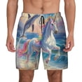 thumbnail image 2 of Picia Dolphin Rainbow Horse pattern Mens Swim Trunks with Compression Liner Stretch Beach Shorts Quick Dry with Zipper Pockets No-Chafing Board Shorts-XX-Large, 2 of 9