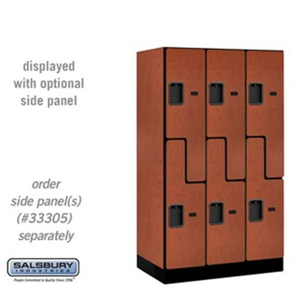 Salsbury 12 in. x 5 ft. x 21 in. 3 Wide Double Tier S Style Designer Wood Locker - Cherry