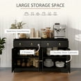 thumbnail image 4 of VibrantEcho Sideboard Buffet Cabinet with Storage, 48" Kitchen Storage Cabinet with 2 Drawers and 4 Barn Doors, Farmhouse Coffee Bar Cabinet with Adjustable Shelves,Black, 4 of 21