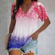 thumbnail image 2 of Blusa de manga corta con cuello en V informal para mujer a la moda, camisetas de verano Fridja  zx3450, 2 of 5
