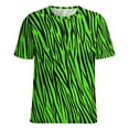 thumbnail image 5 of Neon Green Zebra Print Women's Short Sleeve Tops Casual Blouses T Shirt, 5 of 6