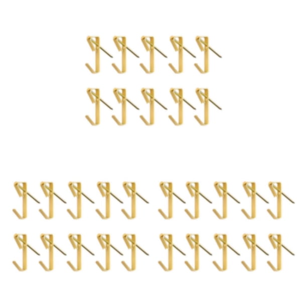 Ounissouiy Ganchos para cuadros prácticos y prácticos con clavos para ganchos para marcos de fotos versátiles y fáciles de usar, dorados, 20 Type1 NO1